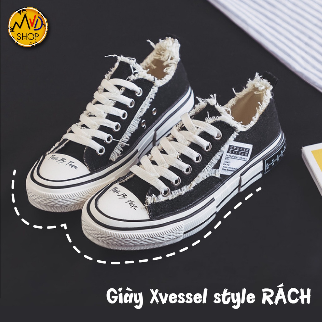 Giày sneaker xVESSEL đế trắng style rách