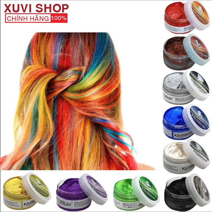 Wax Vuốt Nhuộm Tóc Đổi Màu Tạm Thời KALANXUAN 9 Màu 100ml Chính Hãng - XUVI SHOP (xám khói, khói, xanh dương)