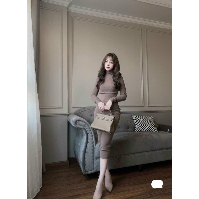 Váy len tăm body cổ lọ dáng dài | BigBuy360 - bigbuy360.vn