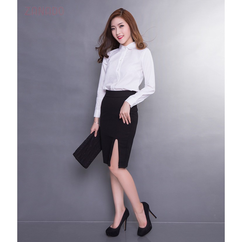 Chân váy bút chì dài xẻ trước đẹp