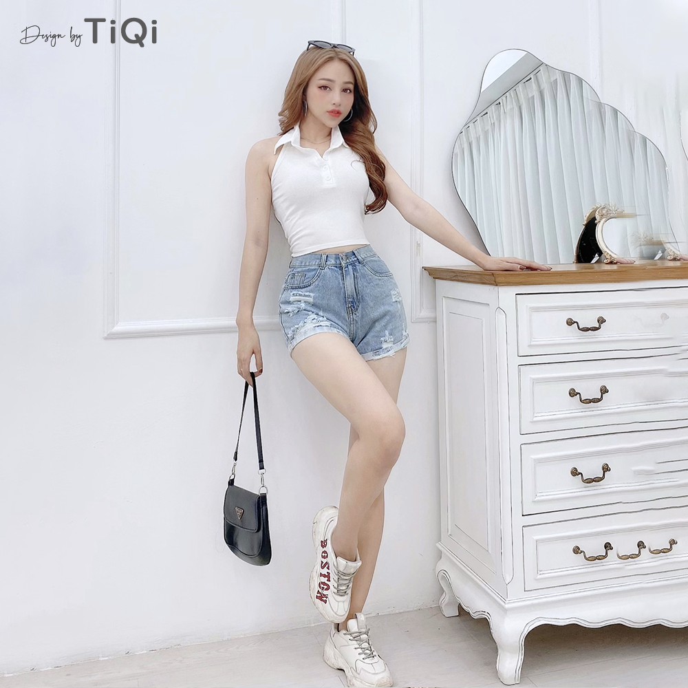 Quần short jean nữ màu xanh TiQi Jeans S1-470 | BigBuy360 - bigbuy360.vn