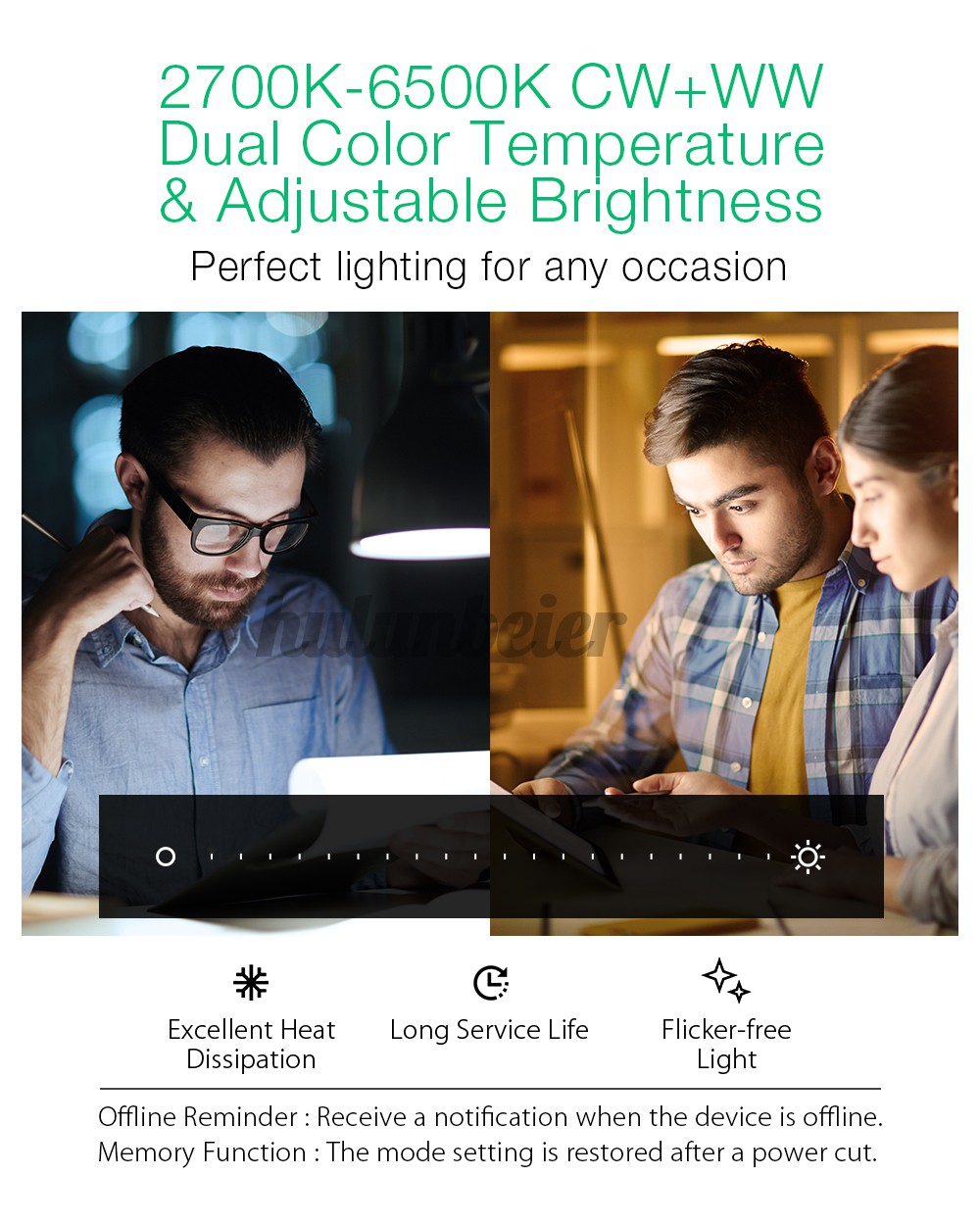 Bóng đèn LED thông minh kết nối ứng dụng WIFI hoạt động được với Google Assistant, Alexa 9W 900LM AC100-240V