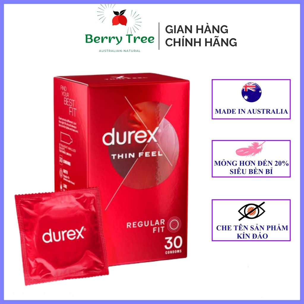Bao cao su Durex Fetherlite Úc siêu mỏng - hộp 30 cái