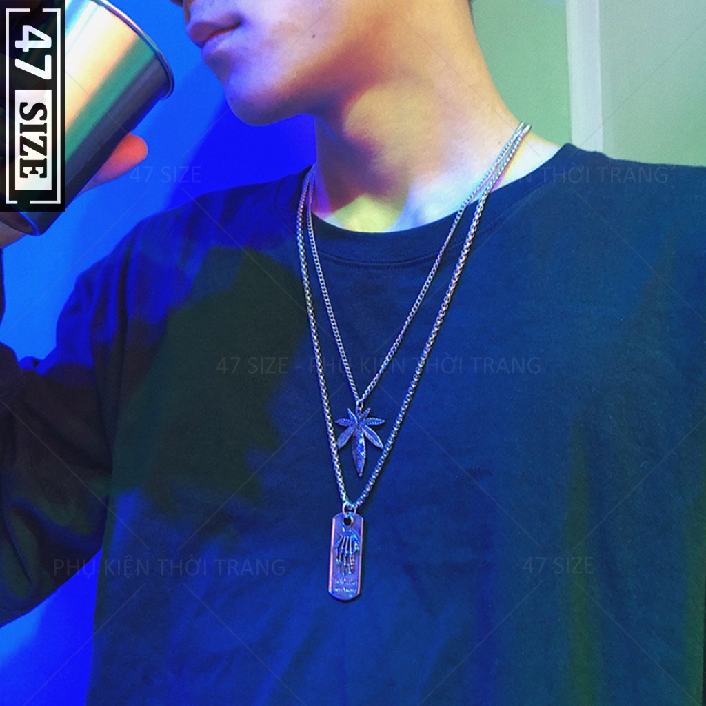 Dây chuyền nam nữ thiết kế hình mặt xương bàn tay - lá cây, phong cách thời trang cá tính, hiphop