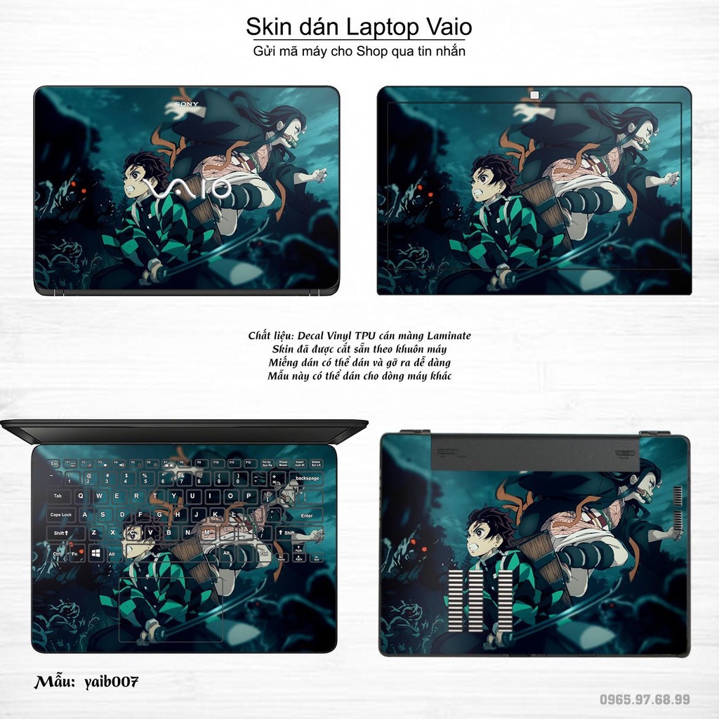 Skin dán Laptop Sony Vaio in hình Kimetsu No Yaiba (inbox mã máy cho Shop)