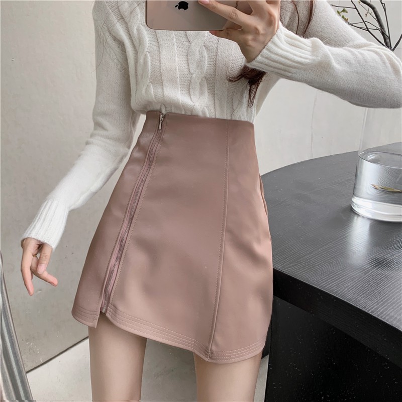 [SẴN ĐEN] VÁY CHỮ A KÉP KHÓA MẶT TRƯỚC ULZZANG