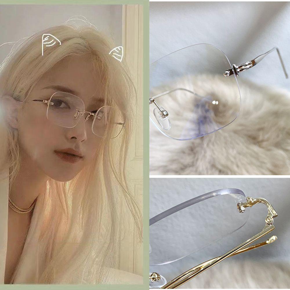 Kính Mát Không Gọng Chống Ánh Sáng Xanh Phong Cách Vintage MIHAN1|Kính Vuông Gọng Kim Loại Trong Suốt Nhiều Màu Sắc