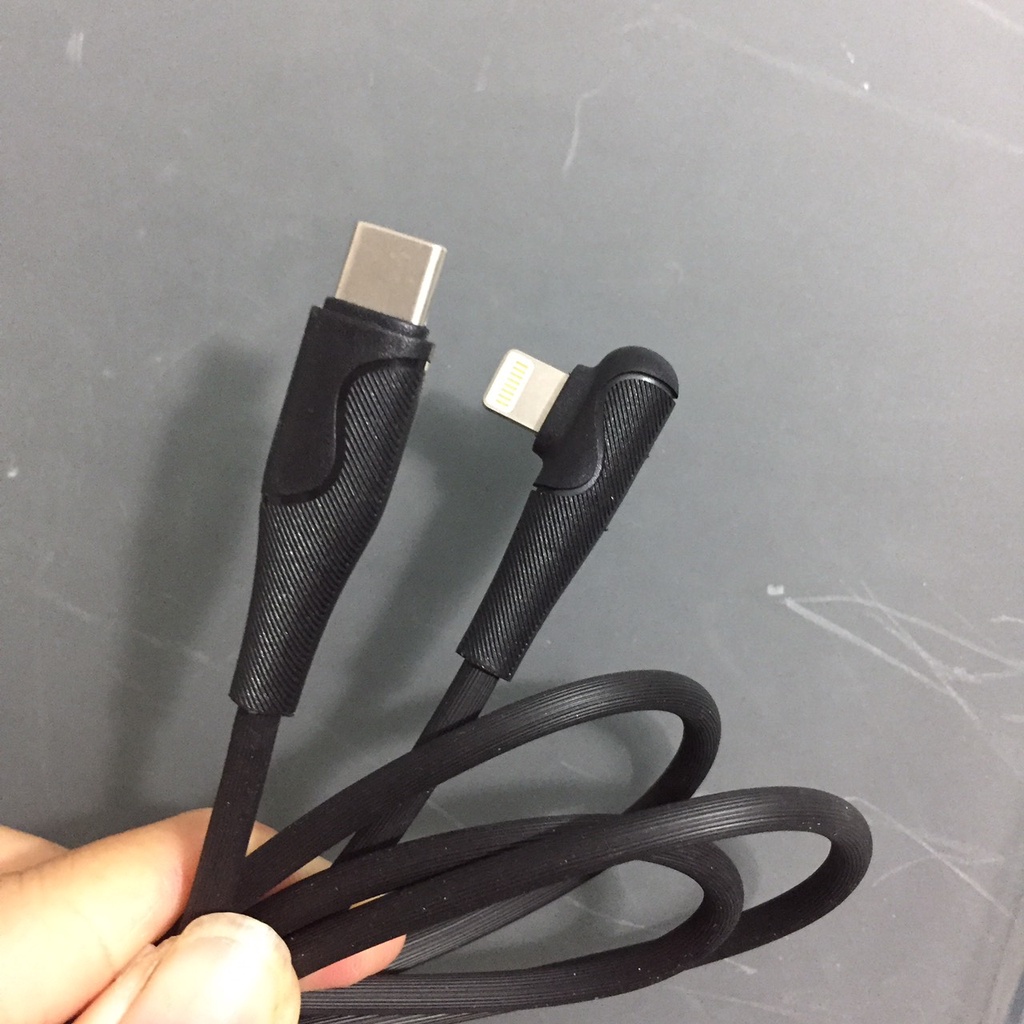 Cáp sạc ip CtoL PD20W có LED đầu chữ L chống gãy gập Remax RC192i (1m)