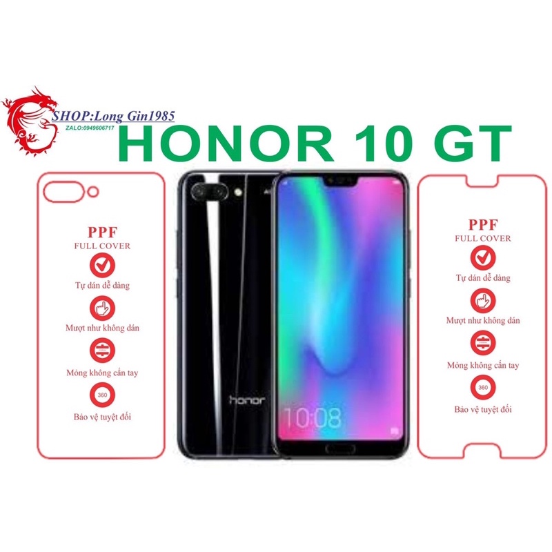 Honor 10 GT miếng dán trong Ppf  mặt trước mặt sau chống va đập chống trầy xước tốt