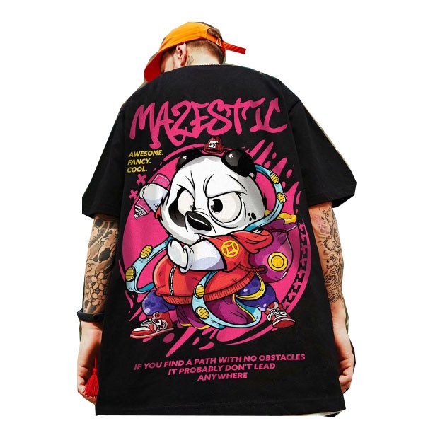 Áo thun tay ngắn họa tiết gấu trúc trẻ trung sành điệu dành cho cặp đôi M-5Xl | BigBuy360 - bigbuy360.vn