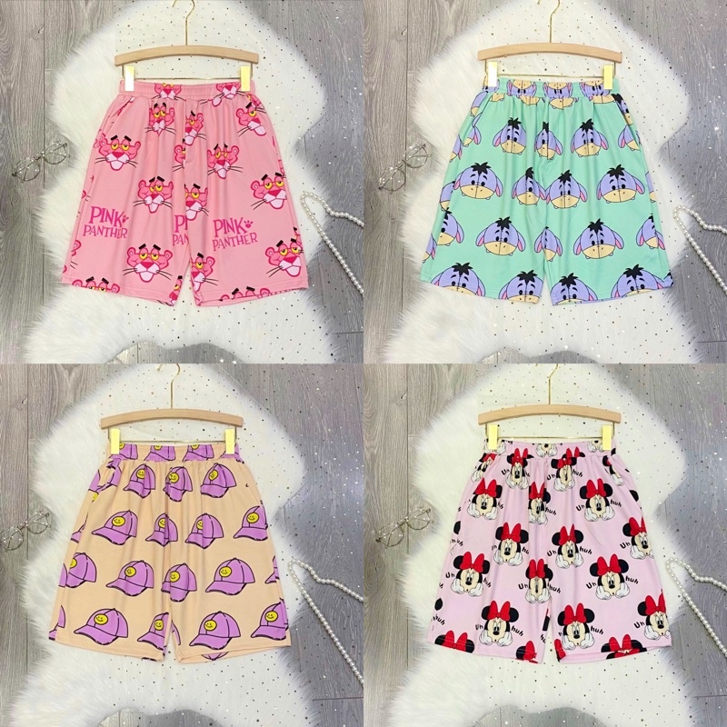 Quần short lửng cartoon mặc ở nhà,đi chơi, Quần đùi form dày dặn hàng loại 1,size 40-75kg ảnh shop chụp-Clothingforgirl