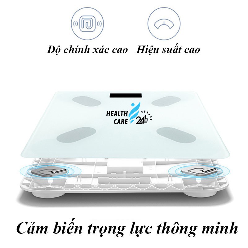 [Mã HEALTH5 Giảm 5% Đơn 50K] Cân Đo Chỉ Số Sức Khỏe Kết Nối Bluetooth Thông Minh - Phân Tích Lượng Mỡ - Cơ - Nước