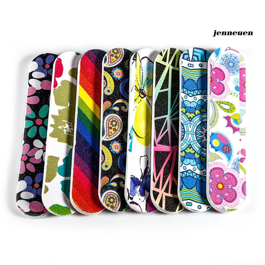 [Hàng mới về] Bộ 10 Cây Dũa Móng Tay Hai Mặt Họa Tiết Hoa Độc Đáo