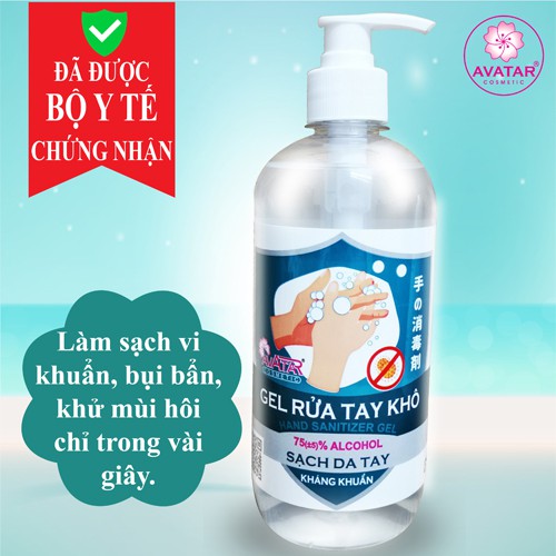 [Pasteur kiểm duyệt] Nước rửa tay khô Avatar 75% cồn - Diệt khuẩn tối đa - Mua 3 chai 500ml tặng 1 chai cùng dung tích