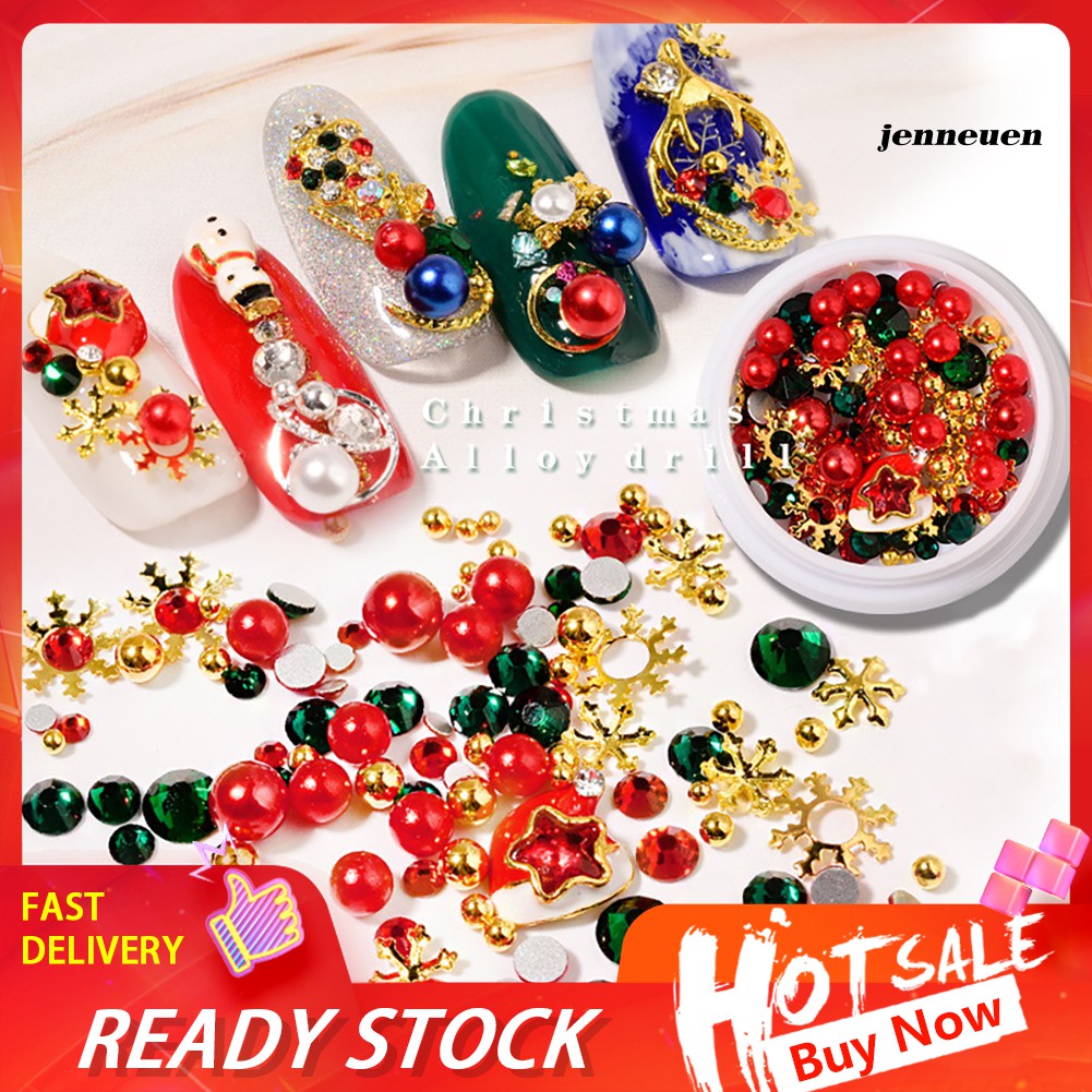 [Hàng mới về] Hộp đá đính trang trí móng tay nghệ thuật hình hoa tuyết đính kim cương giả lấp lánh nổi bật