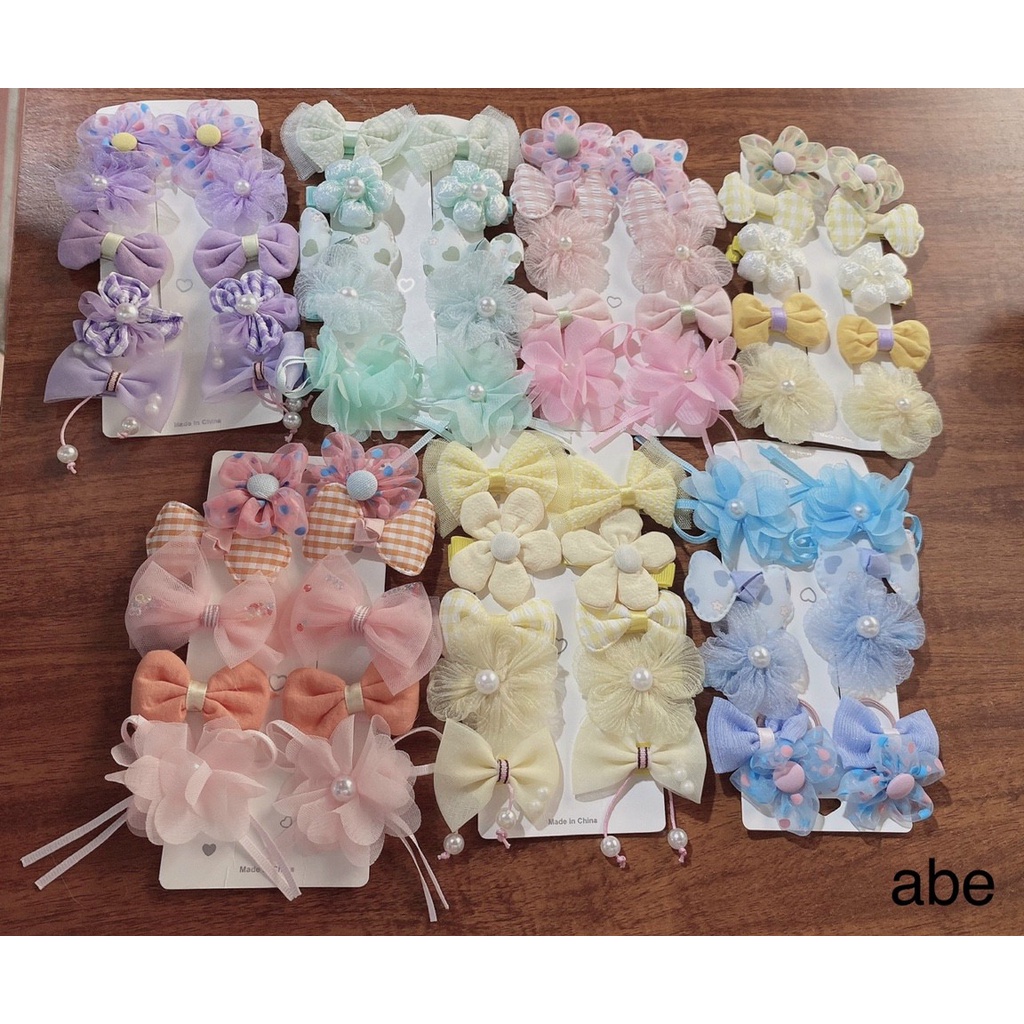 Sét 10 kẹp tóc -  chun buộc tóc nơ xinh xắn