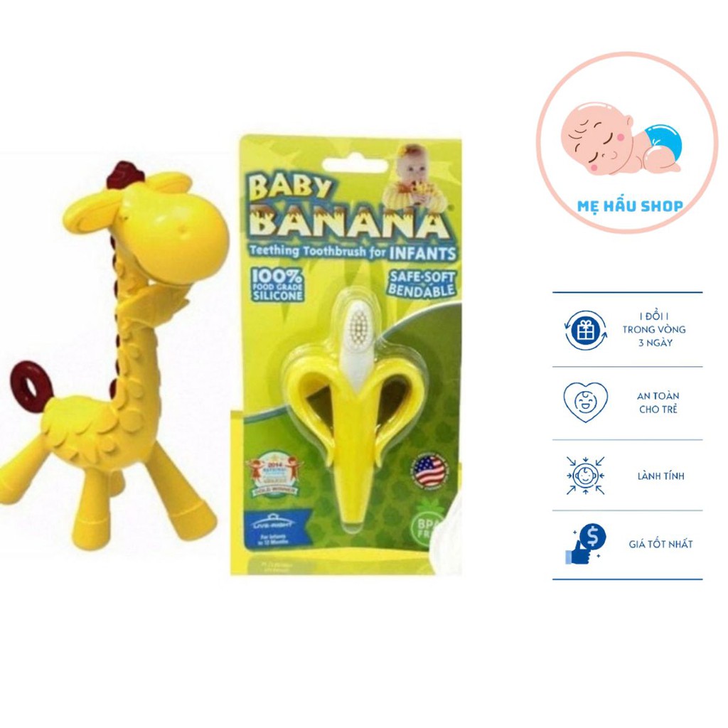 Gặm Nướu [FS] Set Gặm Nướu Cho Bé Gồm 1 Gặm Nướu Hươu Cao Cổ Và 1 Gặm Nướu Chuối Chất Liệu Silicon Mẹ Hấu Shop🍉FREESHIP🍉