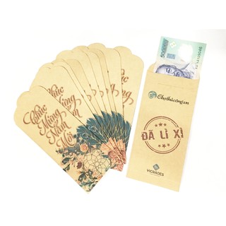 Set 10 bao lì xì Vintage bằng giấy kraft Nhật