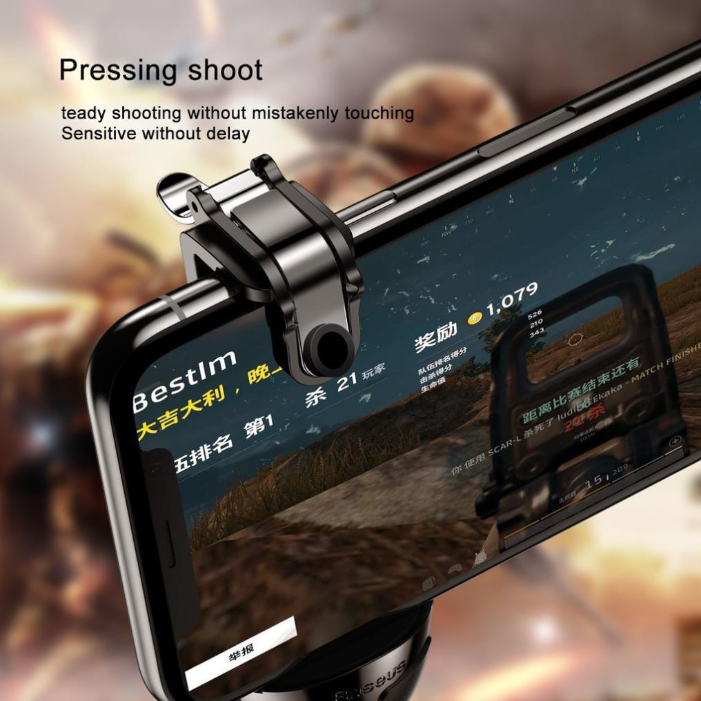 Bộ gamepad nút hỗ trợ chơi game PUBG Baseus Holder cho điện thoại nút bấm êm chống mỏi tay- Hàng chính hãng