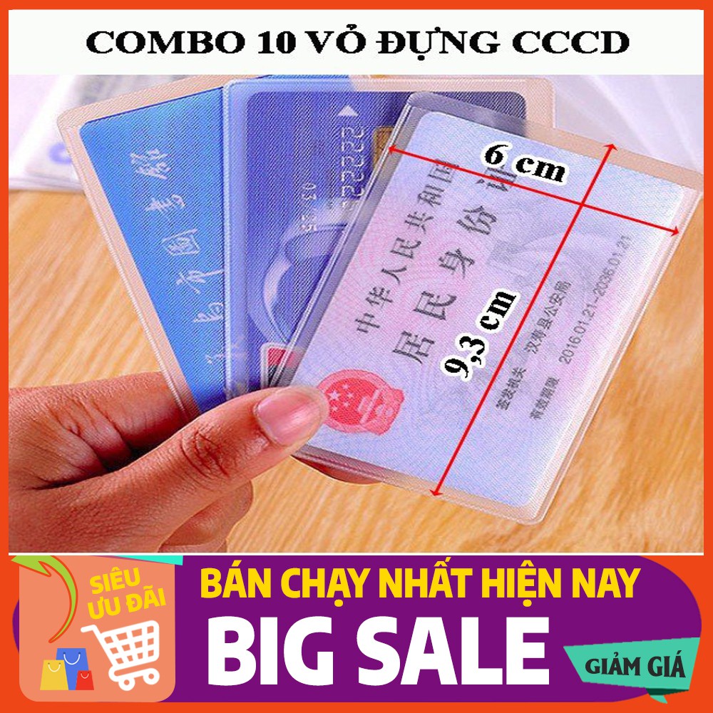 Set 10 Vỏ Bọc Thẻ Trong Suốt, Túi Đựng Thẻ Căn Cước Công Dân, Bằng Lái Xe, Thẻ Ngân Hàng, Bao Bọc Thẻ Đa Năng-ATOM_devi