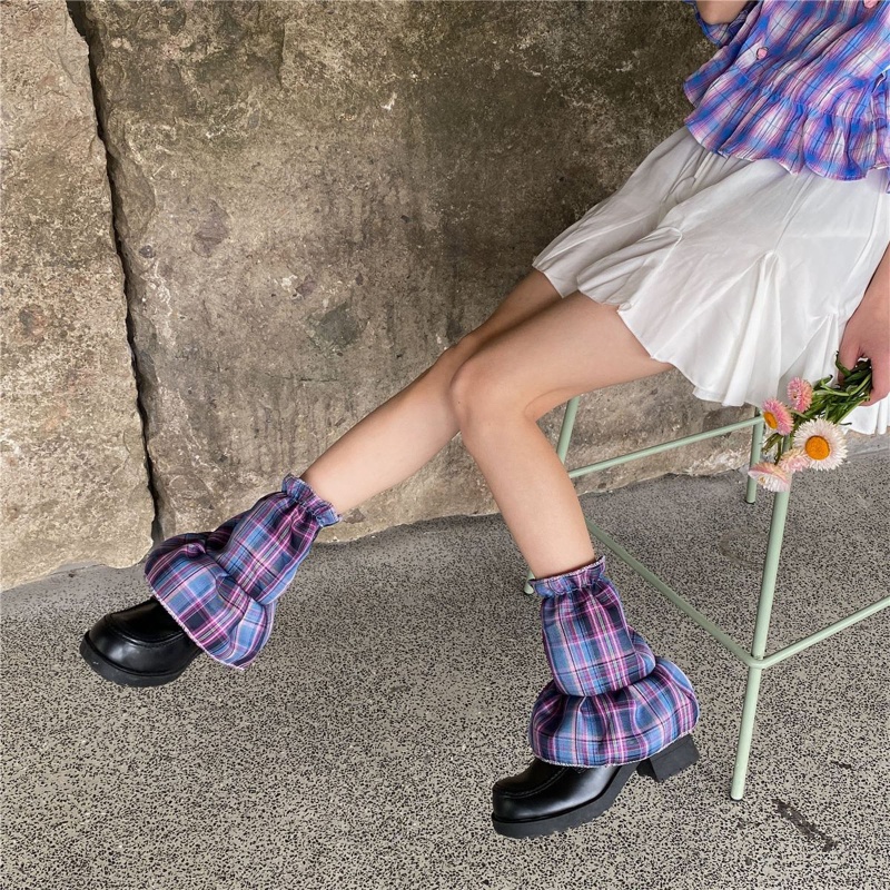 Xiangbao Vớ Ống Loe Xiang Họa Tiết Kẻ Sọc Phong Cách Punk Gothic Harajuku Cổ Điển Giữ Ấm Chân Dáng Rộng Cho Nữ