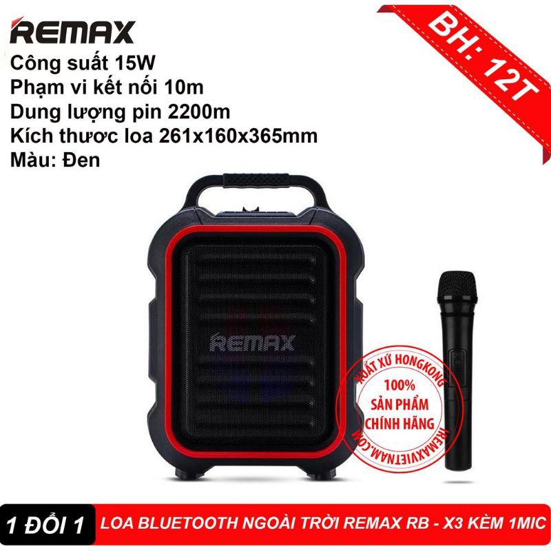 LOA KARAOKE BLUETOOTH NGOÀI TRỜI REMAX RB-X3