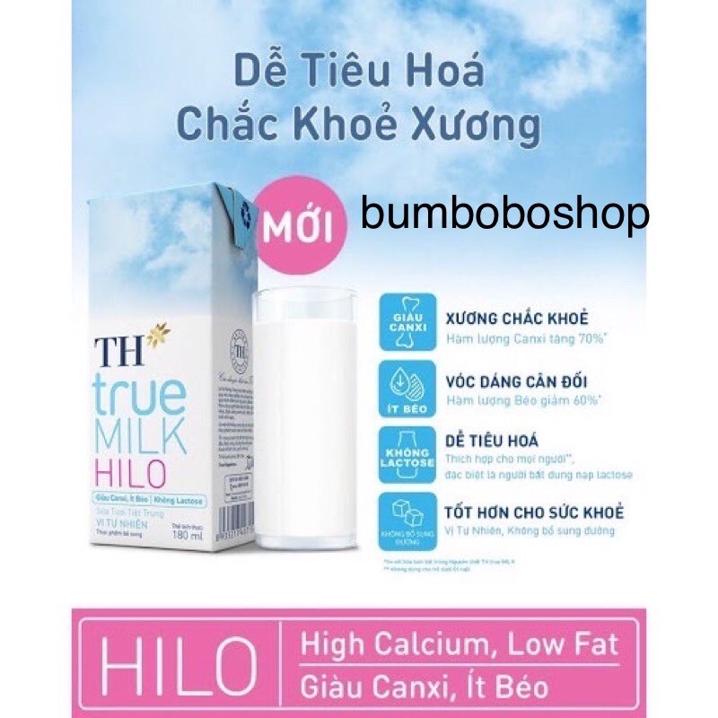 Sữa tươi tiệt trùng Hilo của TH true milk 180ml/hộp