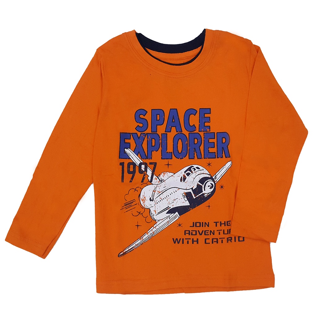 Áo thun thu đông cotton dài tay cho bé trai mềm mịn ấm áp giữ nhiệt Catrio in Space 5-8 tuổi