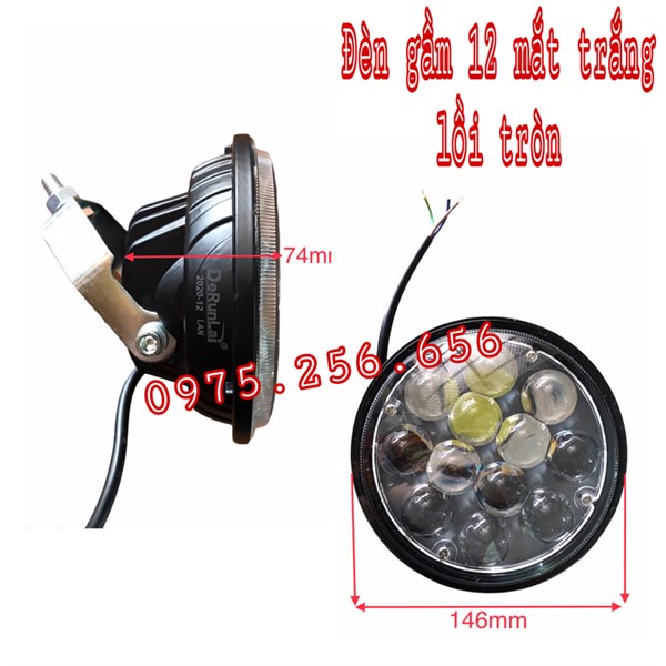Đèn Gầm 12 mắt trắng lồi tròn đèn gầm ô tô phụ tùng Hùng Lỳ