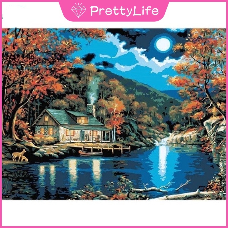 Tranh Đính Đá 5D Tự Làm Hình Phong Cảnh 80x60cm