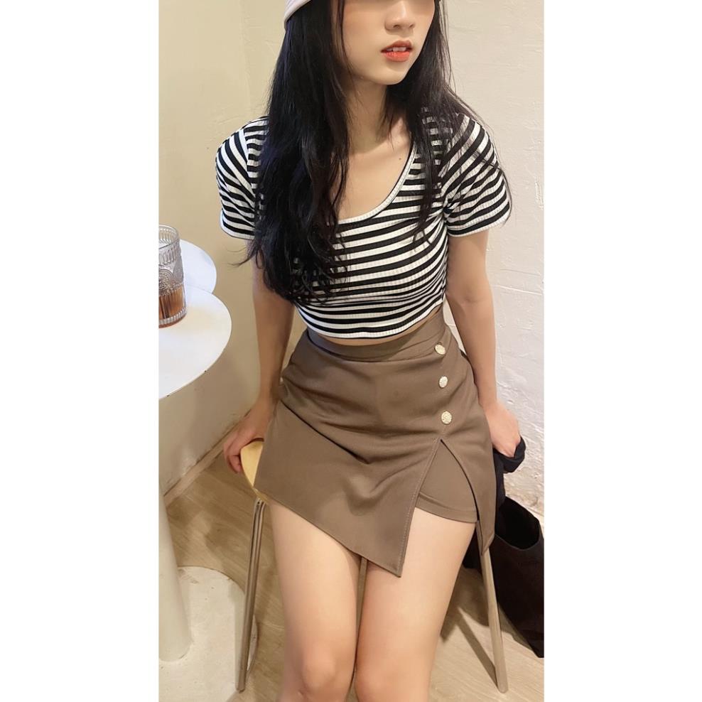 Quần giả váy nữ dáng ngắn chữ A chất tuyết mưa HÀNG ĐẸP quần váy có khuy giả BIGSIZE S - 3XL, Quần váy ngắn dáng chữ A