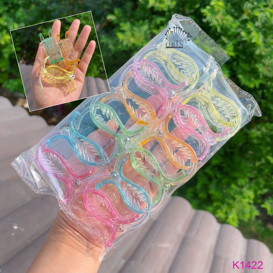 [Mã Fatp15 Giảm 20K Đơn 50K] ( Sỉ) Set 12 Kẹp Tóc Càng Cua 3 Răng Nhiều Màu Trong Suốt Orin K1422 ( 3 Răng X 12 Cái)
