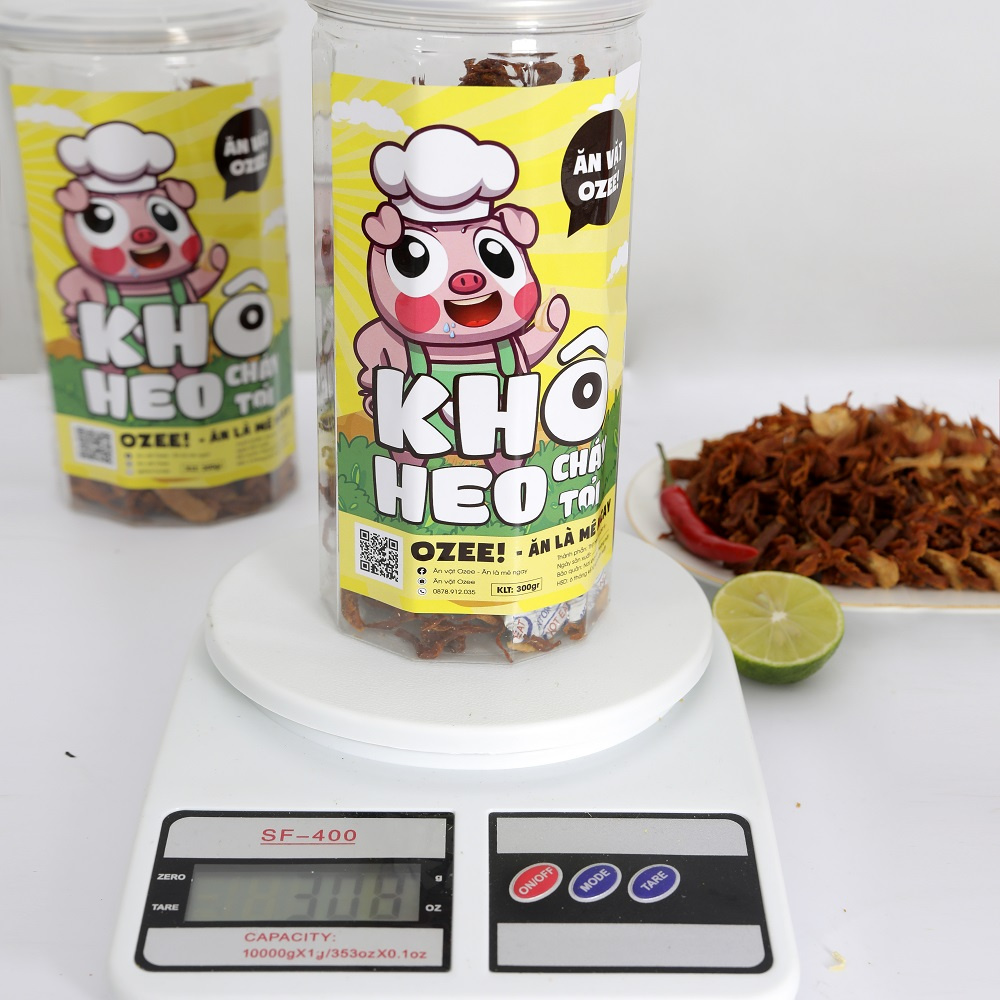 Khô heo cháy tỏi Ozee hộp 300g, Ăn vặt Hà Nội - Ăn là mê ngay