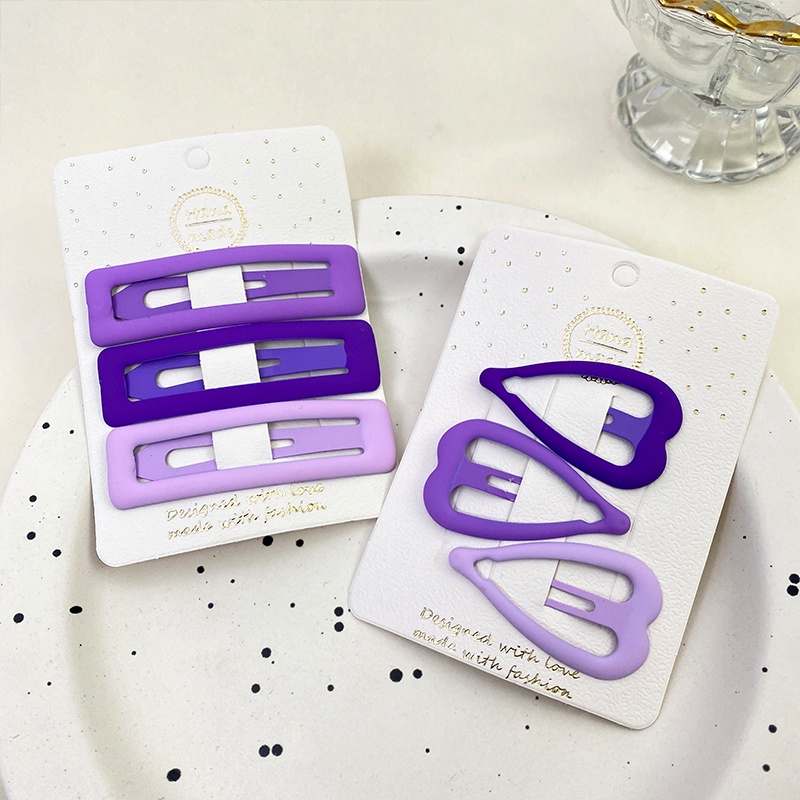Set 3 Kẹp Tóc Màu Tím Phong Cách Hàn Quốc Cho Nữ