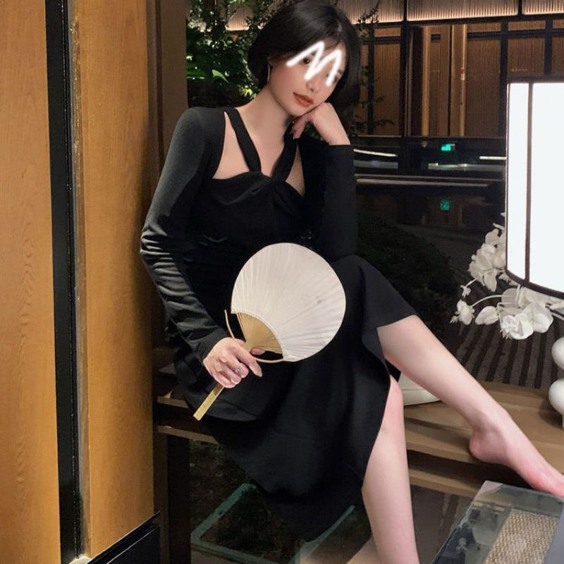 Đầm ôm dáng midi dài khoét vai ulzzang order