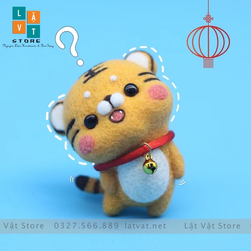 [Tết 2022] Bộ len chọc Hổ Nhâm Dần 2022 cực dễ thương, làm móc khoá từ len, needle felting tiger có hướng dẫn