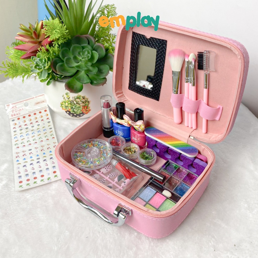Đồ chơi làm nail cho bé gái, Đồ chơi trang điểm cao cấp dáng hộp có quai xách chất liệu thật an toàn cho bé