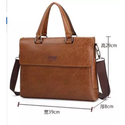 Túi xách cặp da công sở cao cấp JEEP BULUO T02 39x29x8cm (Nâu đậm - Nâu sáng - Đen) | BigBuy360 - bigbuy360.vn
