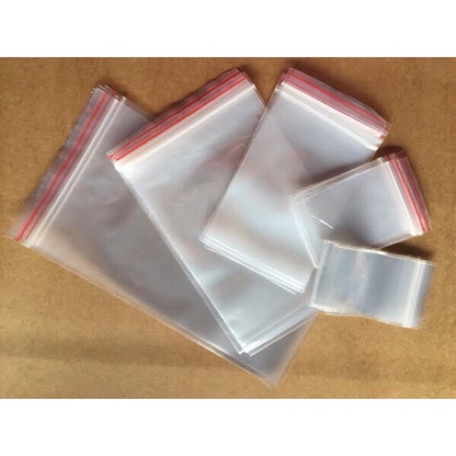 Túi zipper trong chỉ đỏ