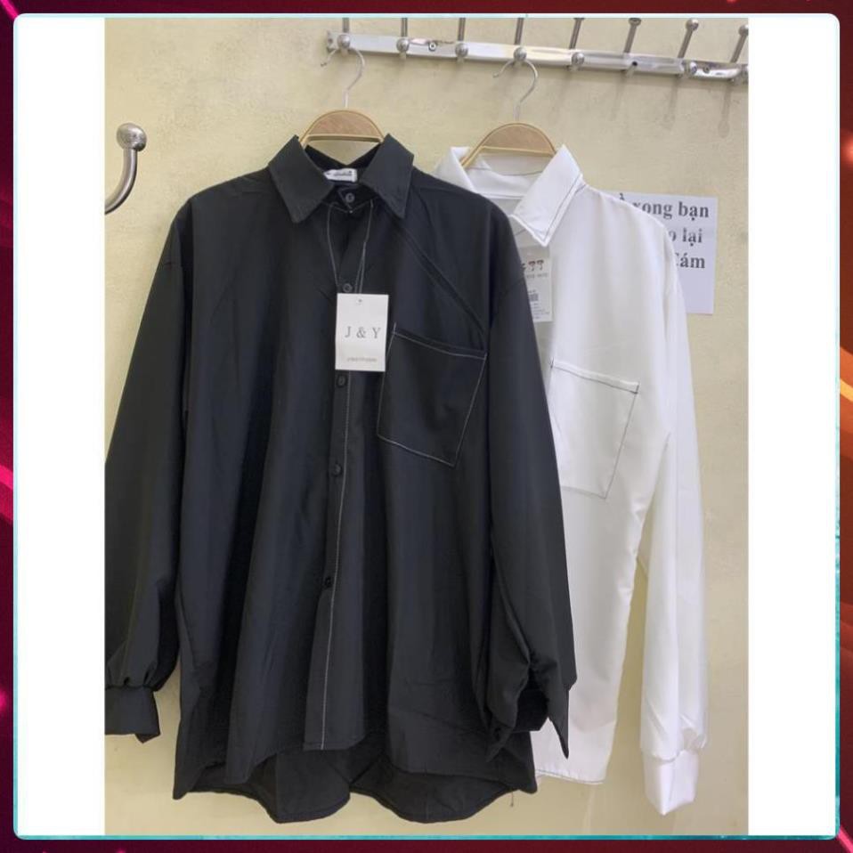 [Mã 11FASHIONSALE1 giảm 10K đơn 50K] Áo Sơ Mi Chỉ Nổi Nữ- Dáng Rộng Oversize, Sơ Mi Công Sở Túi Vuông Chất Lụa 2 Màu | BigBuy360 - bigbuy360.vn