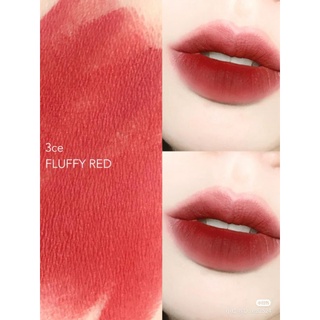 son lì 3CE slim fluffy red đỏ cam đất dupe mac chilli