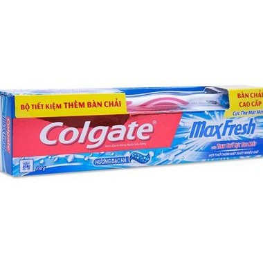 Kem đánh răng Colgate 225g Siêu Chắc Khỏe- Tặng bàn chải Lông tơ Cao Cấp