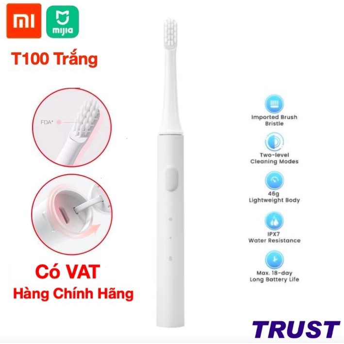 Bàn chải điện Xiaomi Mijia T100 Trắng, ApiYoo C7, Samono SW-ET01 - Hàng Chính Hãng