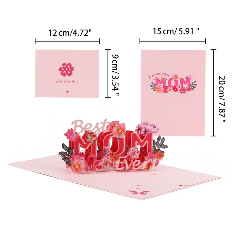 Thiệp Chúc Mừng Ngày Của Mẹ 3D Có Chữ I Love You Mom