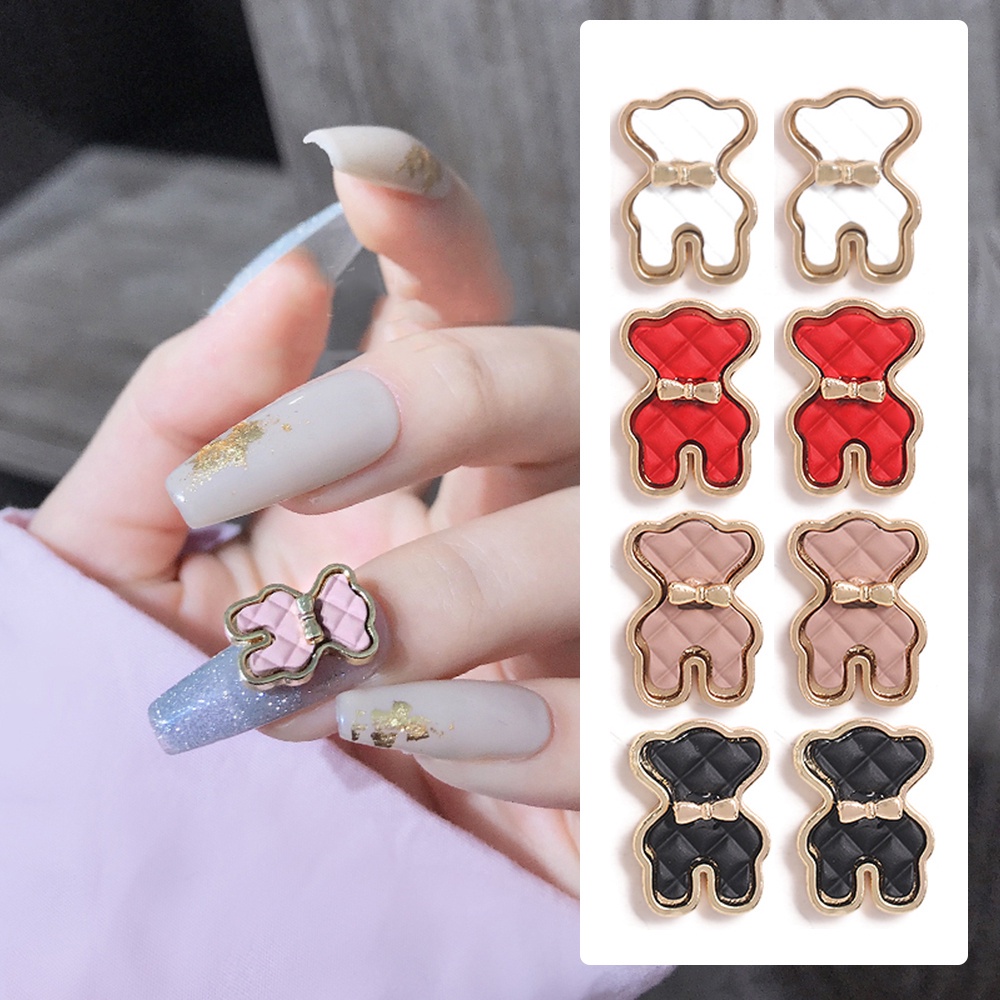 Phụ Kiện Trang Trí Móng Tay Hình Gấu Hoạt Hình 3D Dễ Thương Bằng Hợp Kim