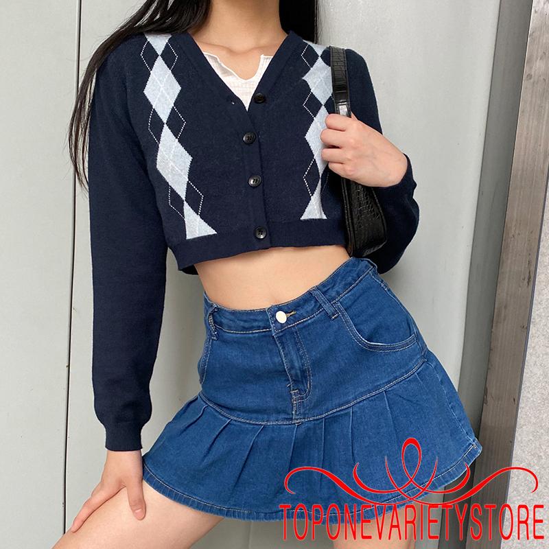 Áo cardigan dệt kim tay dài cổ chữ V họa tiết sọc trẻ trung cho nữ | BigBuy360 - bigbuy360.vn