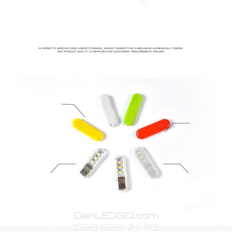 Thanh Đèn LED Mini Cắm Cổng USB 3/8/24 Bóng
