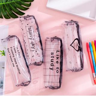 Túi đựng bút trong suốt họa tiết in chữ đơn giản tiện dụng chất lượng cao