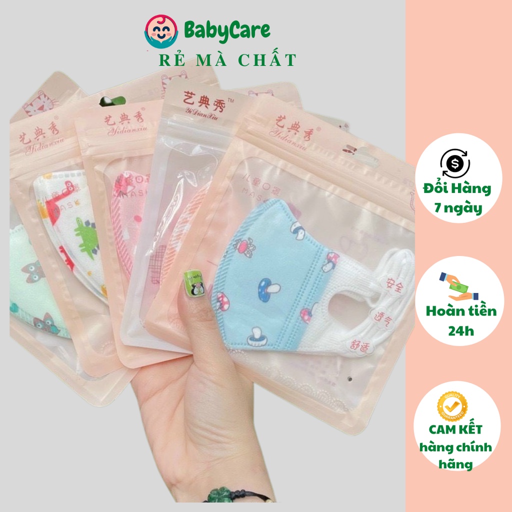 Set 5 Khẩu Trang 3 Lớp Chống Bụi, Kháng Khuẩn Cho Bé trai/ bé gái