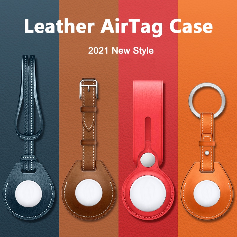 Ốp da bảo vệ chống sốc thích hợp cho Apple Airtags móc khóa báo động chống mất theo dõi định vị hành lý thú cưng